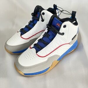 AND1 Boys High Top Comfort Lace Up Basketball Sneakers White Blue Red Size 3